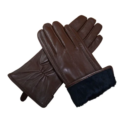 Fábrica China personalizada moda invierno mujer guantes de montar a prueba de viento guantes de piel de oveja guantes de invierno de cuero real para el trabajo